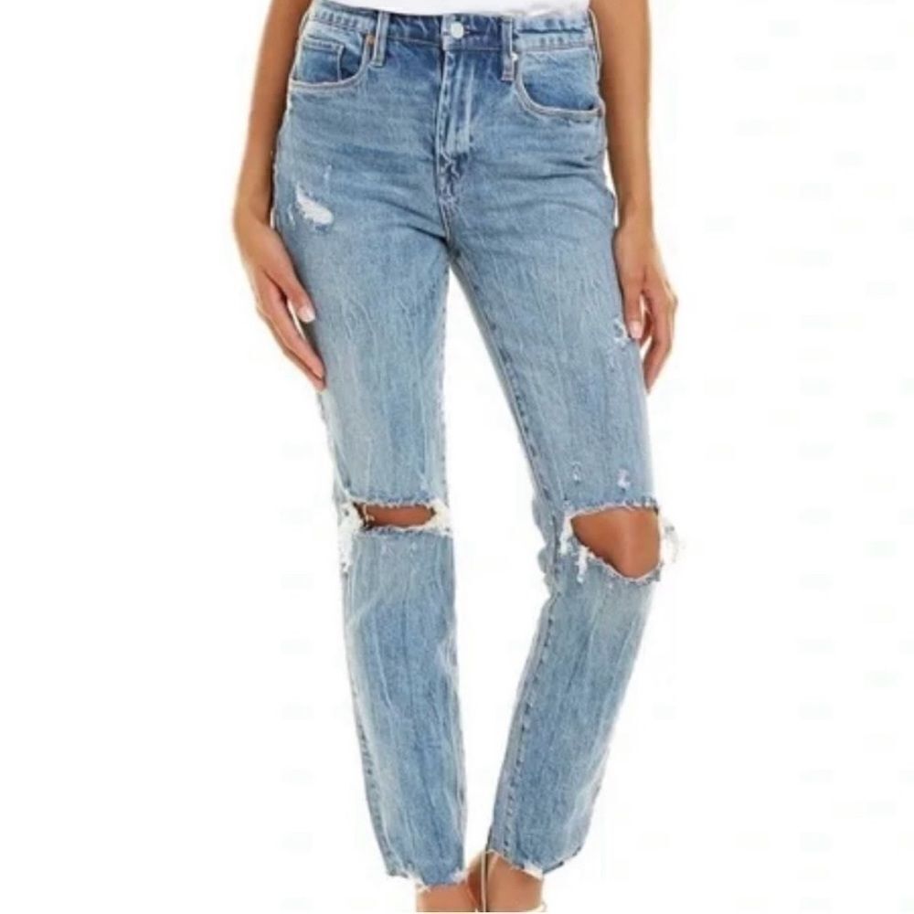 Blank NYC The Lafayette Jeans High Rise Wide Flare Straight Distressed- Size 27